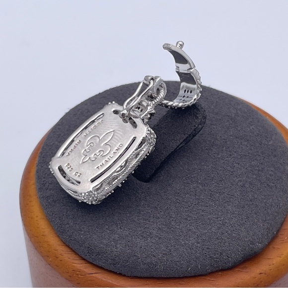 Judith Ripka Smoky Citrine Quartz Enhancer Pendant 925 Sterling Silver Color CZ - Picture 3 of 9